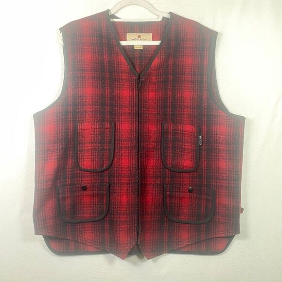 Woolrich Men’s Buffalo Plaid Full Zip Vest – Red/Black, Size XL - Picture 1 of 10